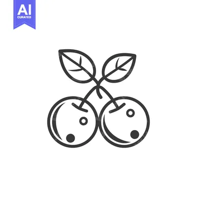 Popular premium asset: Simple Line Drawing Of Two Cherries With Leaves