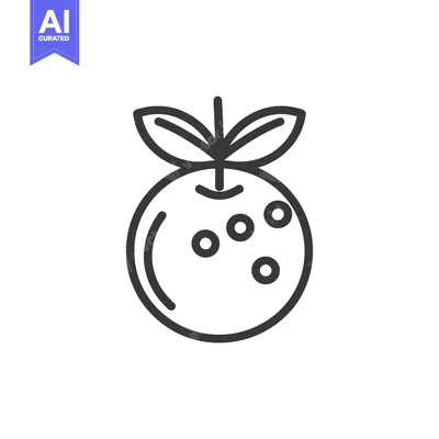 Line art drawing of a single orange fruit