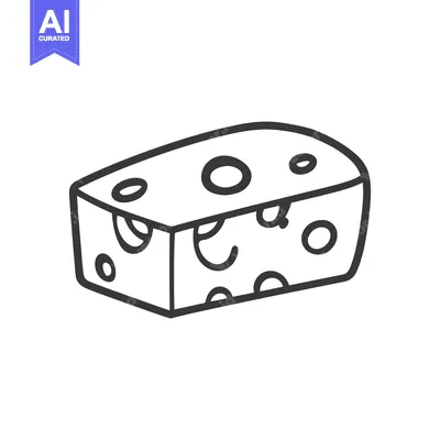 Aset desain premium: A Simple Line Drawing Of A Block Of Cheese