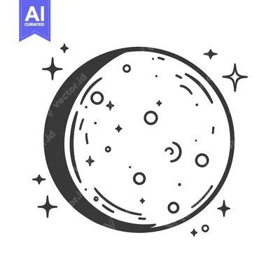 Crescent Moon Celestial Body with Stars and Dots