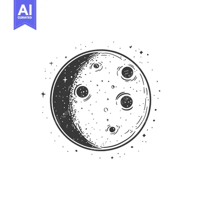 Popular premium asset: Crescent Moon Celestial Body Cosmic Art Illustration