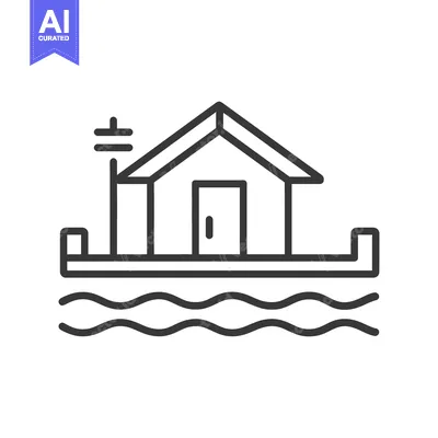 Aset desain premium: House on a Lake with Antenna