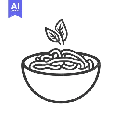 Aset desain premium: A bowl of noodles garnished with fresh basil leaves