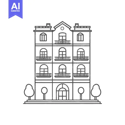 Aset premium populer: Elegant Multistory Building with Balconies and Trees