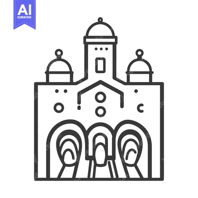 Aset premium populer: Line Art Drawing of a Three Tunnel Building