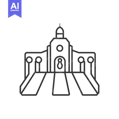 Popular premium asset: Simple Line Drawing Of A Grand Building With Walkways