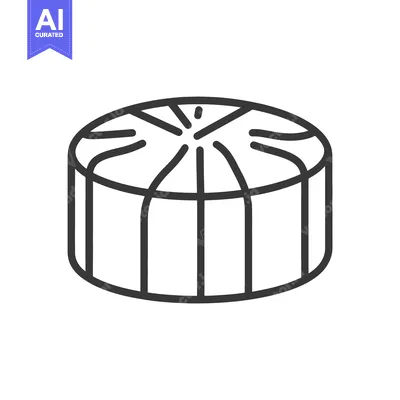Aset desain premium: Line art drawing of a round cheese wheel