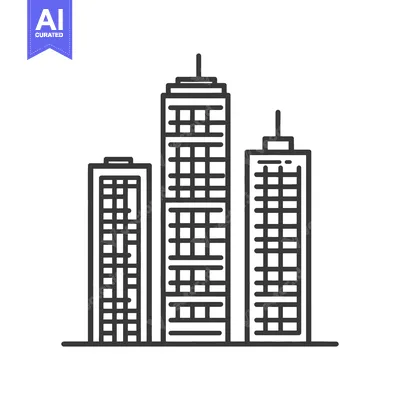 Premium design asset: Three City Buildings Skyline Modern Design Illustration