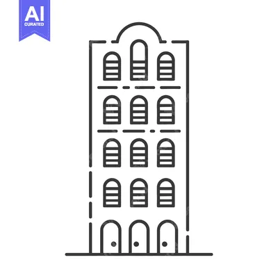 Aset desain premium: A Simple Line Drawing Of A Multi Story Building