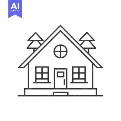 Aset premium populer: Simple Line Drawing Of A House With Trees