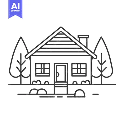 Popular premium asset: Simple Line Drawing Of A House With Trees