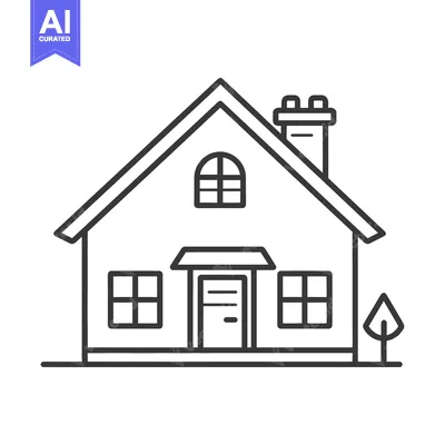 Aset premium populer: Simple Line Drawing Of A Suburban House
