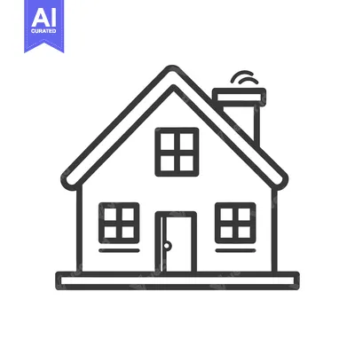 Aset desain premium: Simple Line Drawing Of A House With A Chimney