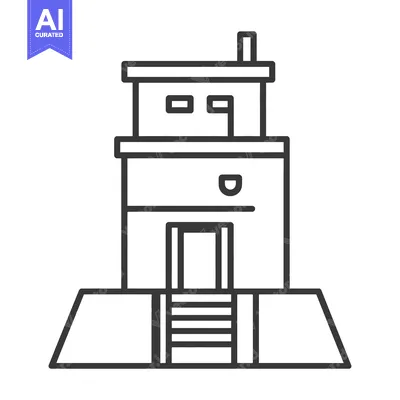 Premium design asset: A Simple Line Drawing of a Two Story Building