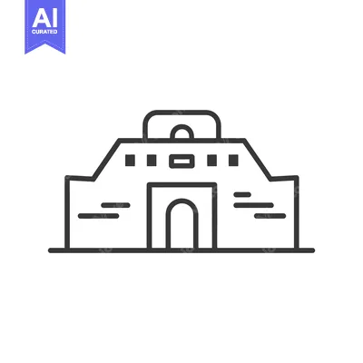 Line drawing of a simplified ancient building