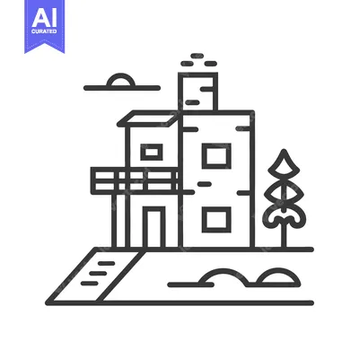 Aset desain premium: Modern House Design with Balcony and Tree