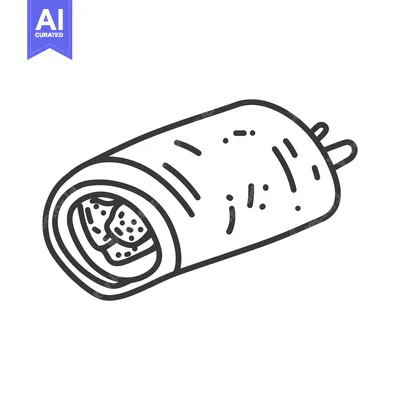Aset desain premium: A Simple Line Drawing Of A Delicious Burrito