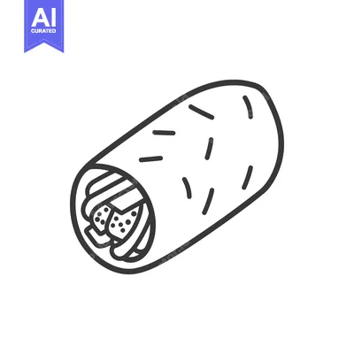 Premium design asset: A Line Drawing Of A Delicious Burrito Wrap