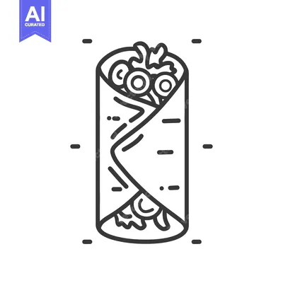 A Simple Line Drawing Of A Delicious Burrito