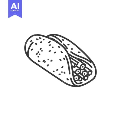 Aset desain premium: A Simple Line Drawing Of A Burrito