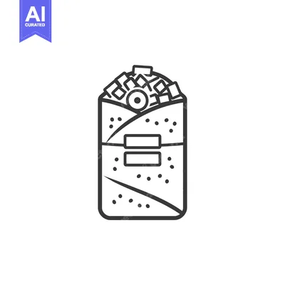 Aset desain premium: Line art drawing of a delicious burrito