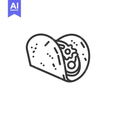 Delicious Taco Line Art Graphic Illustration