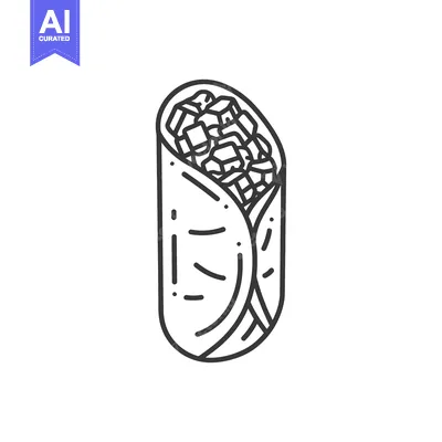 A Line Drawing Of A Delicious Burrito