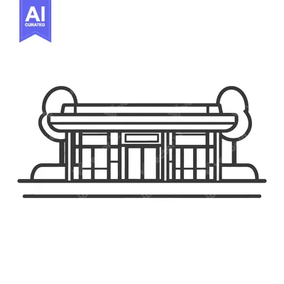 Aset desain premium: Modern Building Design with Trees Landscaping