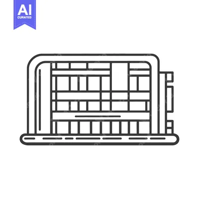Premium design asset: Modern building architectural line drawing design