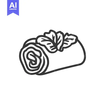 Aset premium populer: Rolled food item garnished with leafy greens