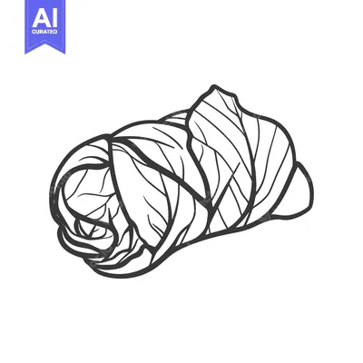 Premium design asset: Line drawing of a cabbage roll prepared food
