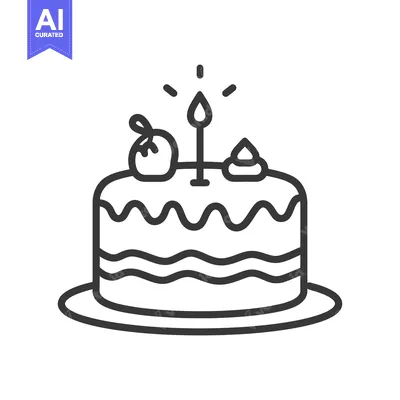 Premium design asset: A Simple Line Drawing Of A Birthday Cake