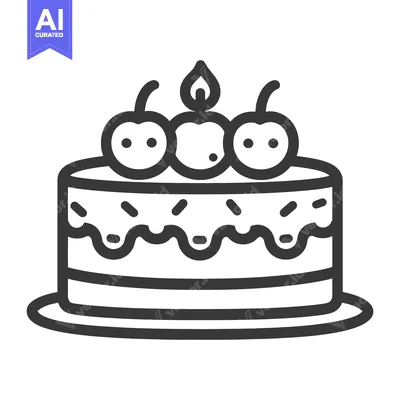 Aset desain premium: Delicious layered cake with cherries and a candle