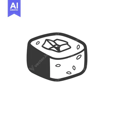 Aset desain premium: Single Piece of Sushi Roll Illustration