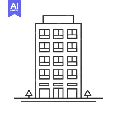 Premium design asset: Simple Line Drawing Of A Multi Story Building