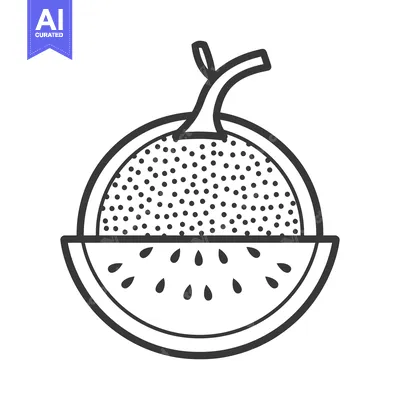 Aset desain premium: A Simple Line Drawing Of A Watermelon