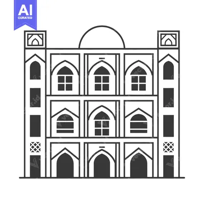 Architectural illustration of a grand mosque building