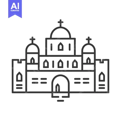 A Line Drawing Depicts A Large Church Building