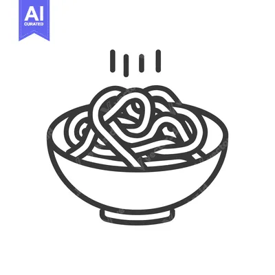 Aset desain premium: A bowl of steaming noodles is shown