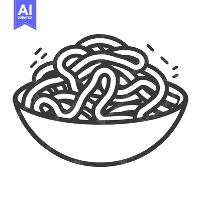 Aset premium populer: A Bowl of Noodles A Simple Line Drawing Illustration