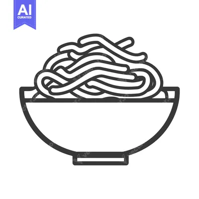 Aset desain premium: A bowl of noodles a simple line drawing