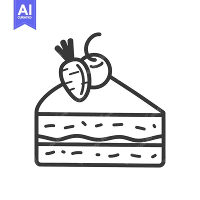Aset premium populer: A Simple Line Drawing Of A Delicious Cake Slice