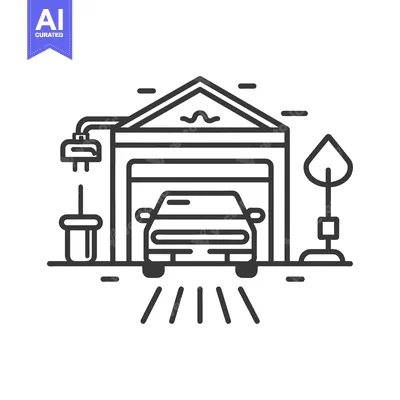 Aset desain premium: Electric Car Charging in a Garage with a Tree