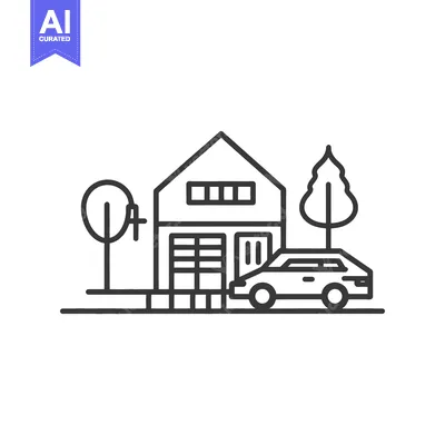 Aset premium populer: House with Garage and Car Parked in Front