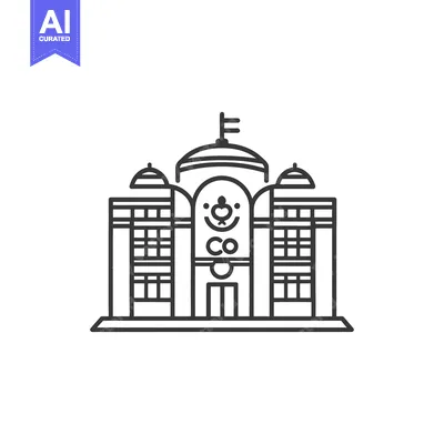 Aset desain premium: Elegant Line Drawing of a Grand Company Building