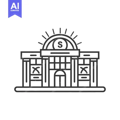 Premium design asset: A Simple Line Drawing of a Bank Building