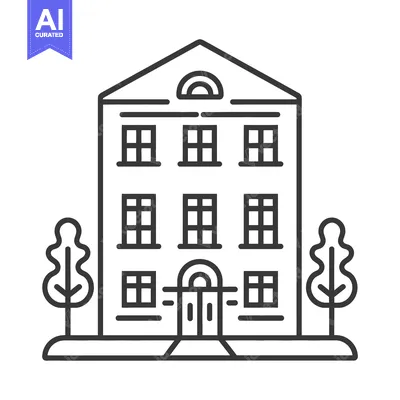 Aset desain premium: A Simple Line Drawing Of A Multi Story Building