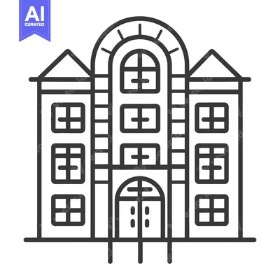 Aset desain premium: A stylized illustration of a multistory building