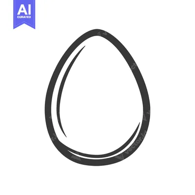 Aset desain premium: A simple black outline drawing of an egg