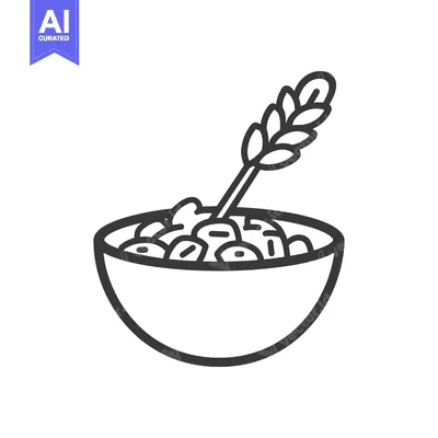 Aset desain premium: A bowl of cereal with a wheat stalk on top